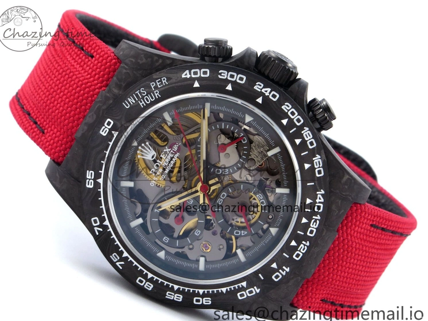 0405 Daytona Diw 40mm N6F 1:1 Best Edition Gray Skeleton Dial Red Nylon Strap DD Original 900